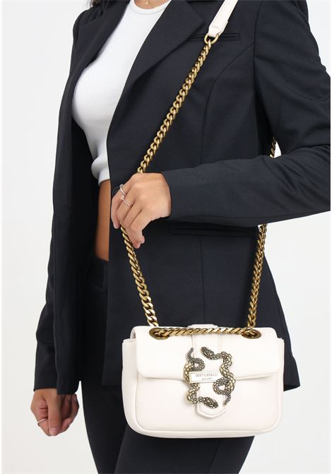 Borsa a tracolla panna da donna con maxi fibbia JUST CAVALLI | 77RA4BC4ZS748004